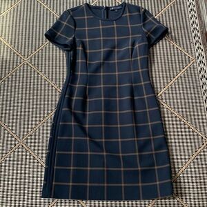 Brooks Brothers Window Pane Navy Sheath Dress